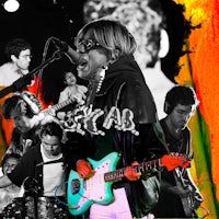 a poster with a group of people playing guitars